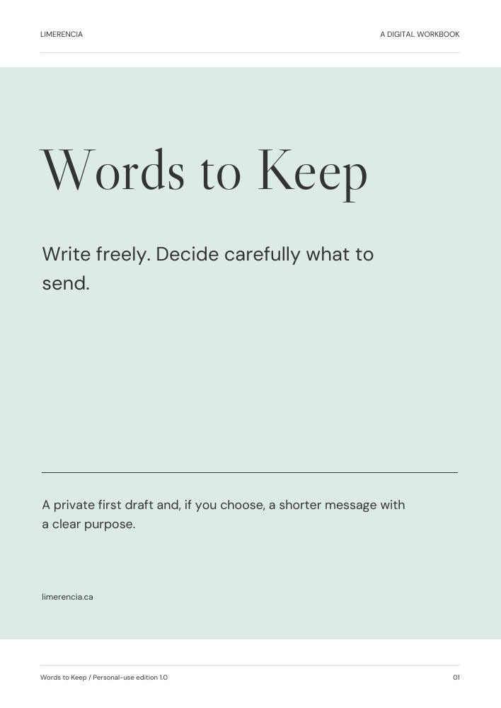 Words to Keep cover, shown exactly as delivered